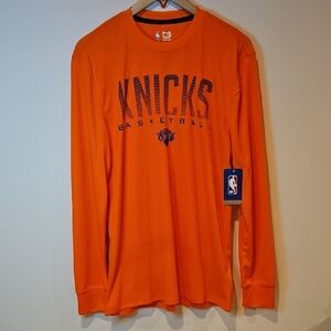 New York Knicks Basketball NBA Orange Long Sleeve Shirt Sz.M NWT